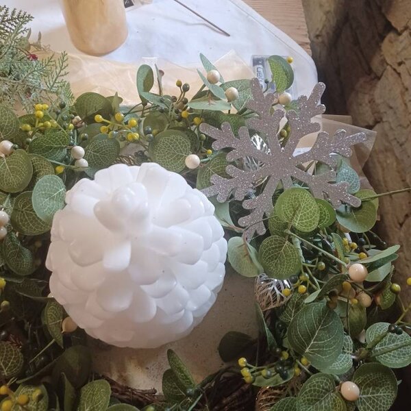 DECOLED Vánoční ozdoba vločka IV, pr. 15 cm, stříbrná, překližka, venkovní