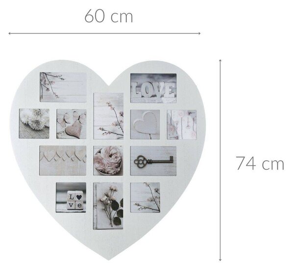 Fotorámeček SRDCE, bílé, 13 fotek