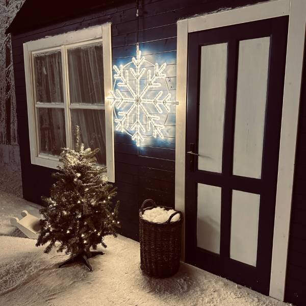 DECOLED Easy Fix 2D LED světelná vločka II, závěsná, Ø 80 cm, teple bílá, hliník