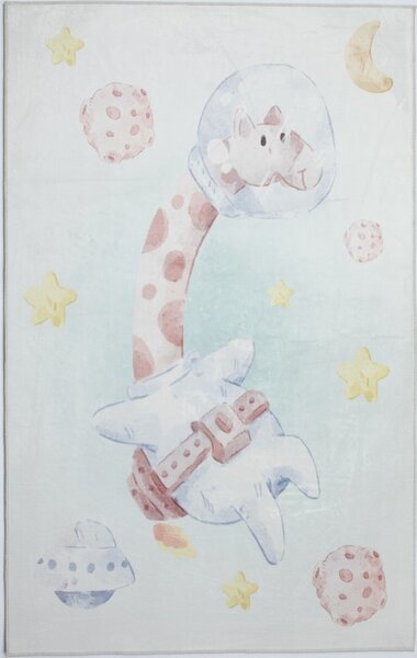 Makro Abra Kusový dětský koberec KIDS 2403176N-1 Žirafa Vesmír šedý modrý Rozměr: 80x150 cm
