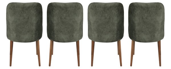 Kalune Design Sada 4 ks jídelních židlí Dallas olivově zelená/ořech