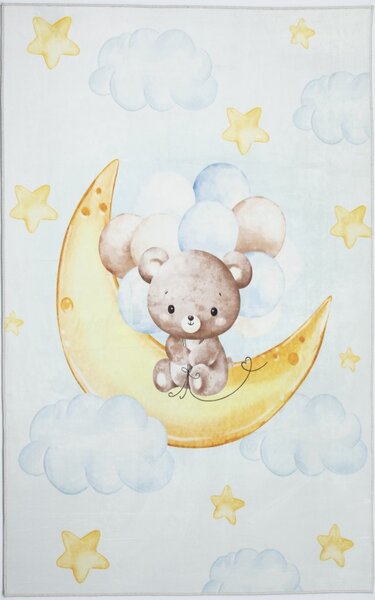 Makro Abra Kusový dětský koberec KIDS 2403179N Medvídek Měsíc Mráčky krémový Rozměr: 80x150 cm