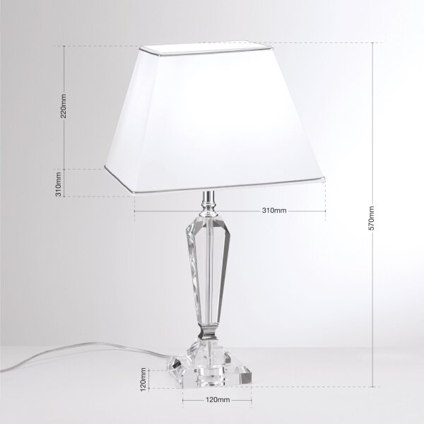 Orion LA 4-1201 - Křišťálová stolní lampa VERONIQUE 1xE27/60W/230V bílá/čirá