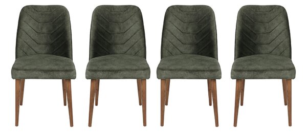 Kalune Design Sada 4 ks jídelních židlí Dallas olivově zelená/ořech