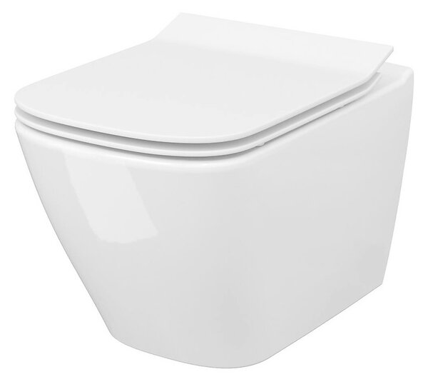 Cersanit City, System50 PNEU podomítkový rám + závěsná wc mísa City Square CleanOn + chromové tlačítko Circle, S701-776