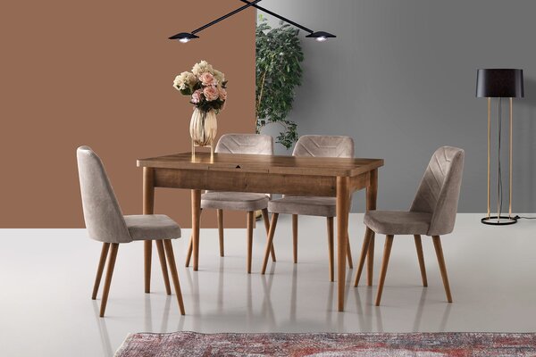 Kalune Design Sada 2 ks jídelních židlí Dallas 555 V2 ořech/béžová