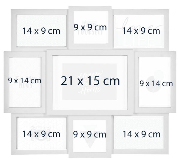 Nástěnný fotorámeček na 9 fotografií, bílý, Atmosphera