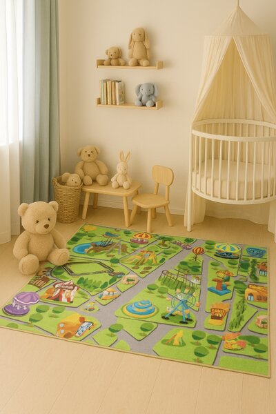Makro Abra Kusový dětský koberec KIDS 2406602 Dětský Park zelený Rozměr: 80x150 cm