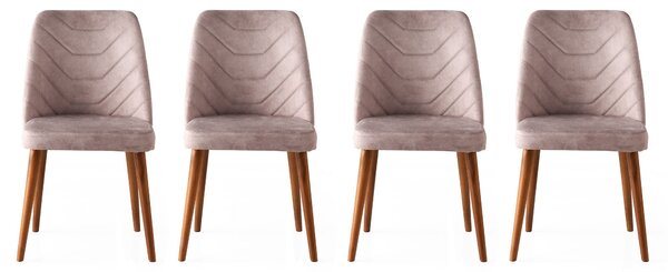Kalune Design Sada 4 ks jídelních židlí Dallas ořech/béžová