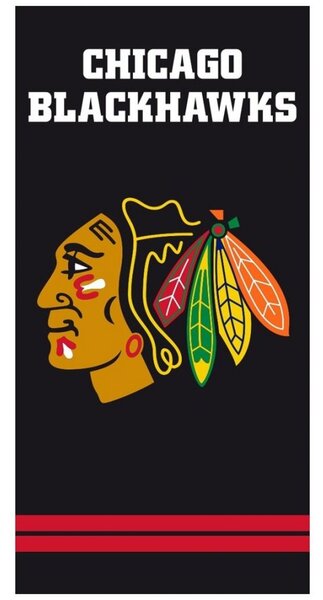 Hokejová bavlněná osuška NHL Chicago Blackhawks - black - 100% bavlna - 70 x 140 cm