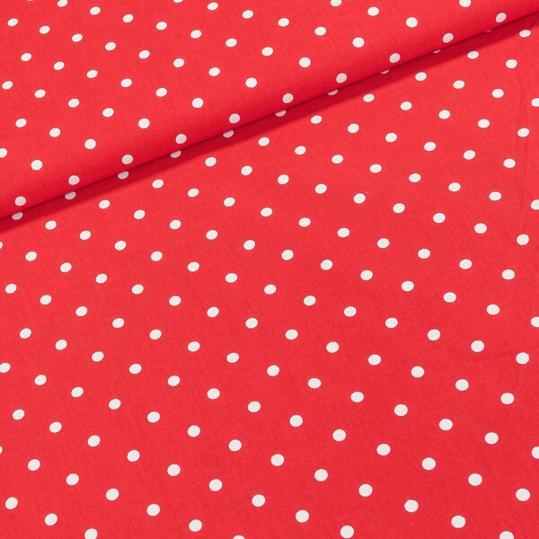 Bavlněné plátno Jolana JO005/01 větší bílý puntík na červené, š.150cm (látka v metráži)