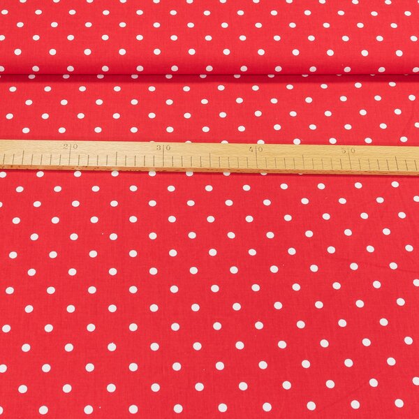 Bavlněné plátno Jolana JO005/01 větší bílý puntík na červené, š.150cm (látka v metráži)