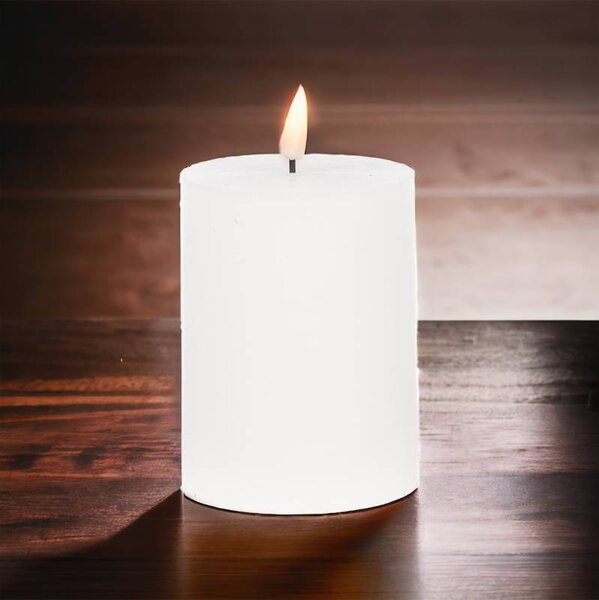 DECOLED LED svíčka z pravého vosku na baterie, Ø 7,5 × 10 cm, bílá, 2× AA