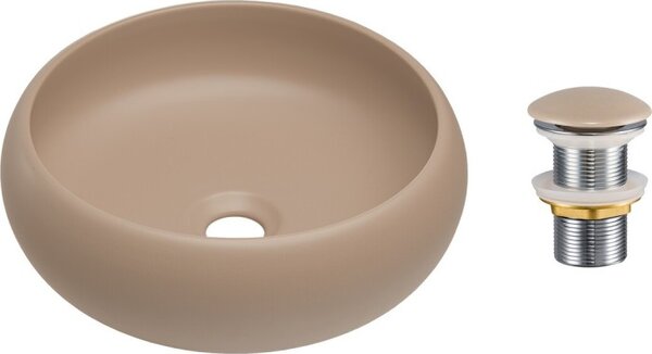 Comad Závěsná skříňka Nova Cashmere II s deskou a umyvadlem 80 cm kašmír/bílá