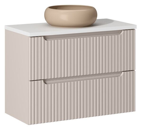 Comad Závěsná skříňka Nova Cashmere II s deskou a umyvadlem 80 cm kašmír/bílá