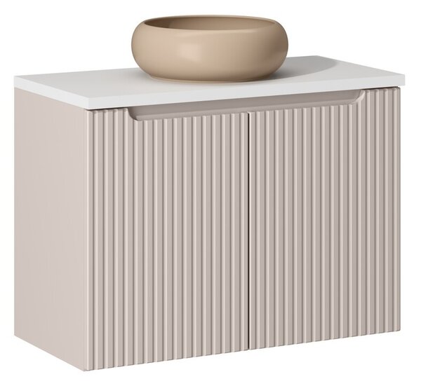 Comad Závěsná skříňka Nova Cashmere I s deskou a umyvadlem 80 cm kašmír/bílá