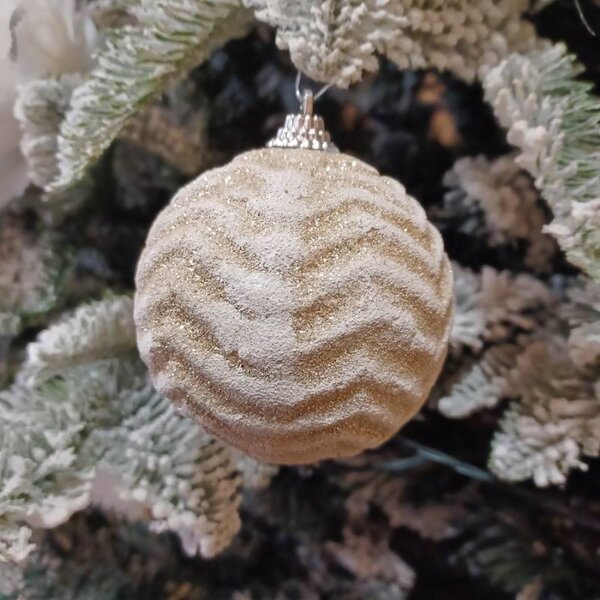 DECOLED Vánoční ozdoba na stromeček glitter 8 cm, bílá a zlatá, polystyren, IP44 venkovní