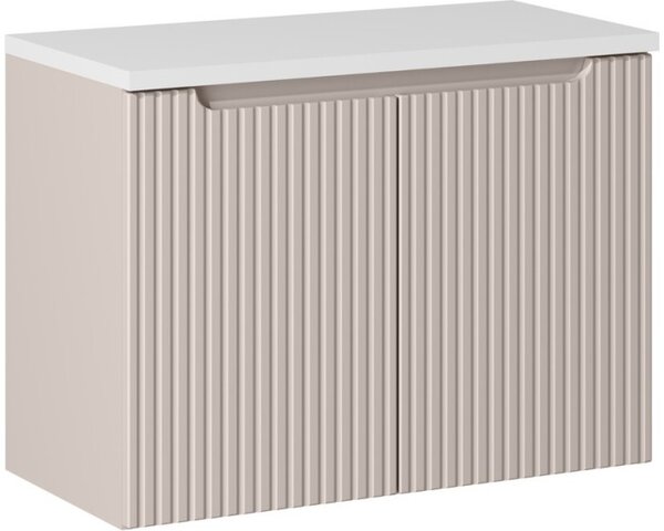 Comad Závěsná skříňka Nova Cashmere I s deskou a umyvadlem 80 cm kašmír/bílá