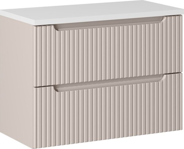 Comad Závěsná skříňka Nova Cashmere II s deskou a umyvadlem 80 cm kašmír/bílá