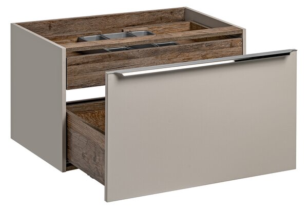Comad Závěsná skříňka Santa Fe s deskou a umyvadlem 80 cm taupe/dub santa fe vintage