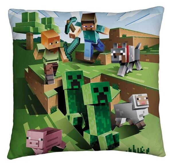 Oboustranný polštář Minecraft - motiv Farma - 40 x 40 cm