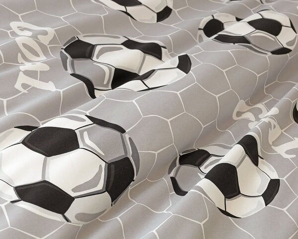 Matějovský dětské povlečení GOAL, fotbalové, šedé, bavlna hladká, 140x200cm + 70x90cm