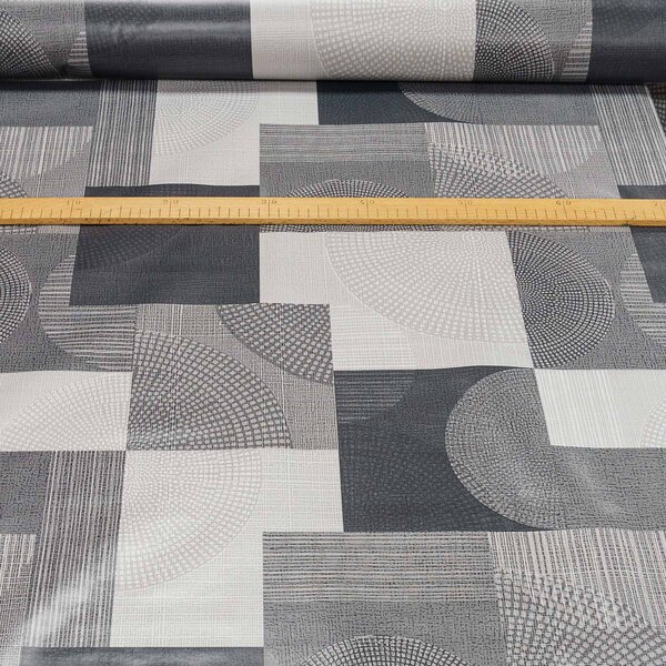 Ubrus PVC s textilním podkladem 240.02, šedý geometrický vzor, š.140cm (metráž)