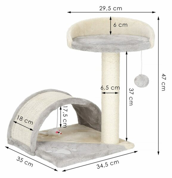 Škrabadlo pro kočky - Věž s tunelem 2 patra 47 cm SPRINGOS PA1034