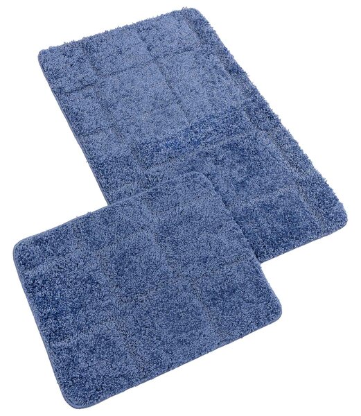 Bellatex koupelnová souprava s vlasem MICRO BANY SILVER MODRÁ, 100x60cm (předložka) + 60x50cm (na WC)