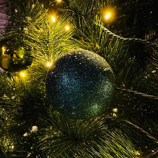 DECOLED Sada vánočních ozdob zelená tmavě 8 cm plastové koule 5 druhů, balení 20 ks