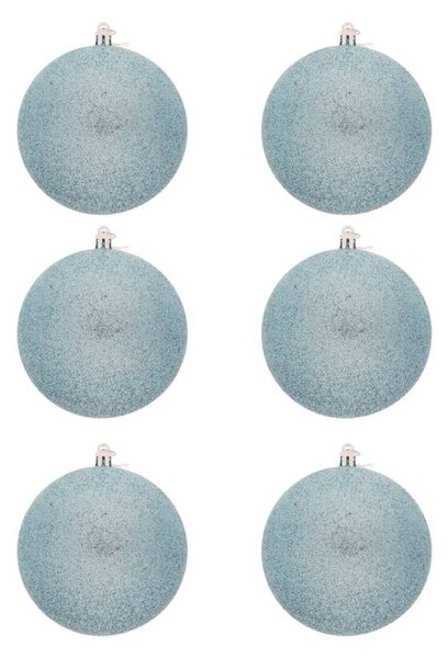 DECOLED Sada vánočních ozdob světle modrá glitter 10 cm plastová koule, balení 6 ks