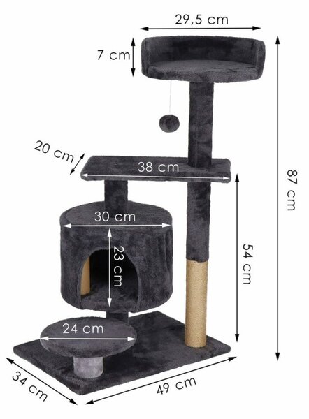 Škrabadlo pro kočky - Domeček s míčkem 5 pater 87 cm SPRINGOS PA1036