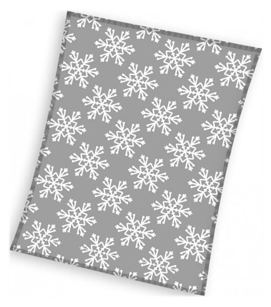 Vánoční flísová deka s vločkami - fleece 180 gsm - 130 x 170 cm