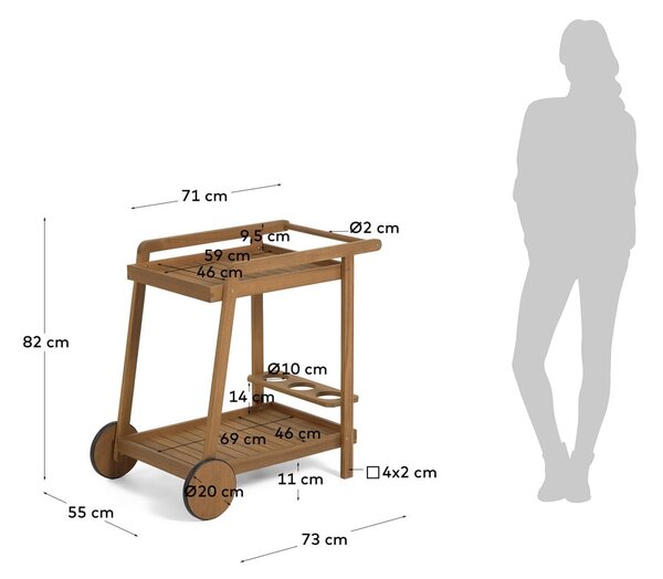 Servírovací stolek z masivu akácie 55x73 cm Felisa – Kave Home