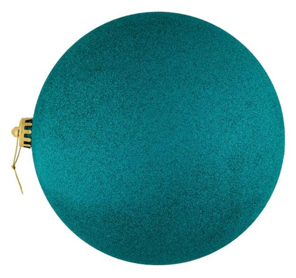 DECOLED Velká vánoční ozdoba 30 cm plastová koule paví zelená glitter
