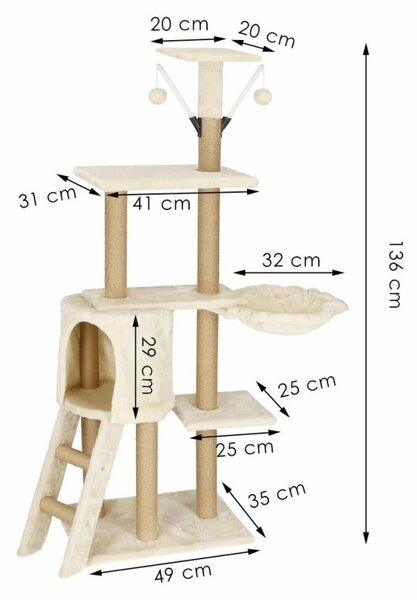 Škrabadlo pro kočky - Domeček se schody 6 pater 136 cm SPRINGOS PA1041