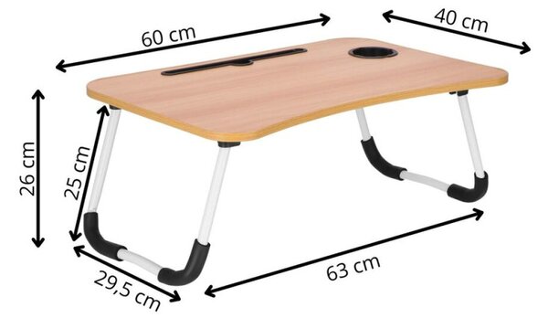 Stolek na notebook 60x40 cm SPRINGOS HA4011 světle hnědý