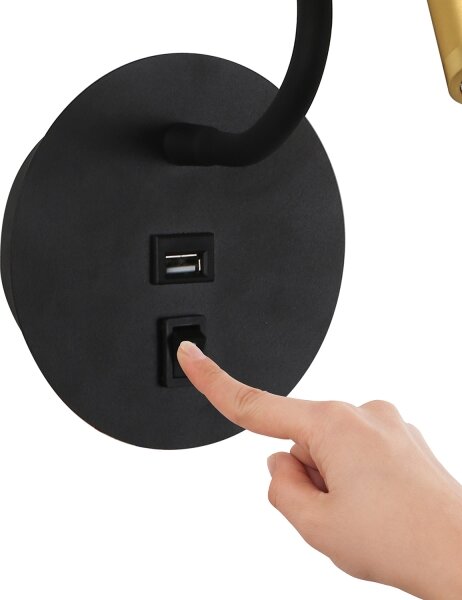 Brilagi -LED Flexibilní nástěnná lampa s USB portem MAYA LED/3W/230V černá/zlatá