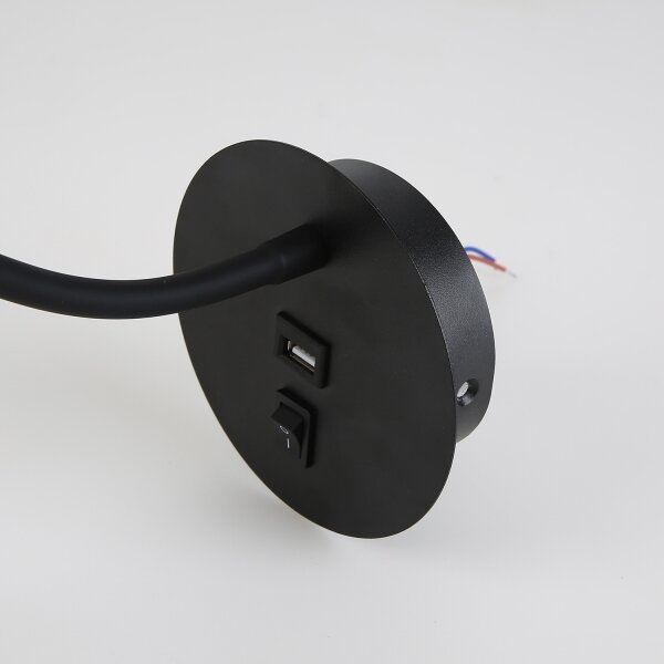 Brilagi -LED Flexibilní nástěnná lampa s USB portem MAYA LED/3W/230V černá/zlatá
