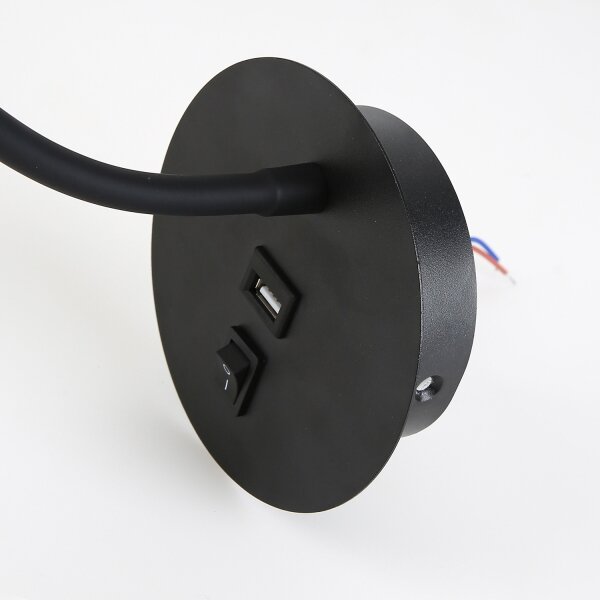 Brilagi - LED Flexibilní nástěnná lampa s USB portem MAYA LED/3W/230V černá