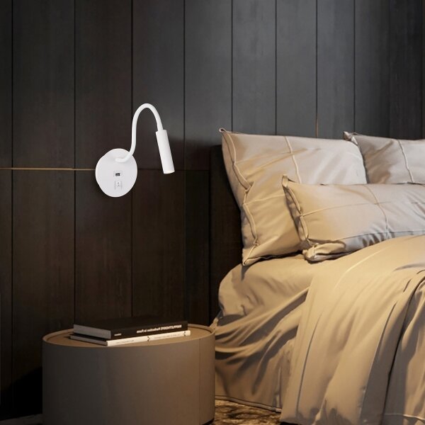Brilagi - LED Flexibilní nástěnná lampa s USB portem MAYA LED/3W/230V bílá