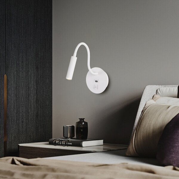 Brilagi - LED Flexibilní nástěnná lampa s USB portem MAYA LED/3W/230V bílá