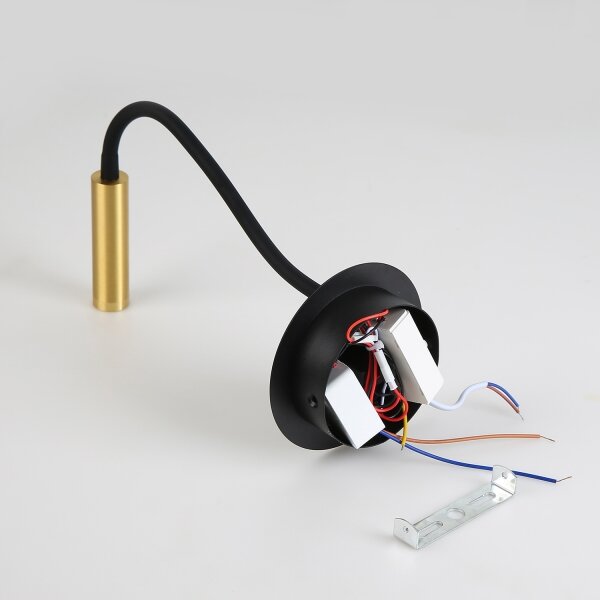 Brilagi -LED Flexibilní nástěnná lampa s USB portem MAYA LED/3W/230V černá/zlatá