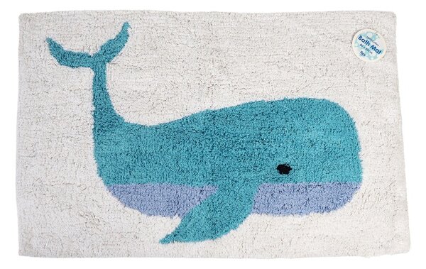 Bílo-modrá koupelnová předložka 83x52,5 cm Whale – Rex London