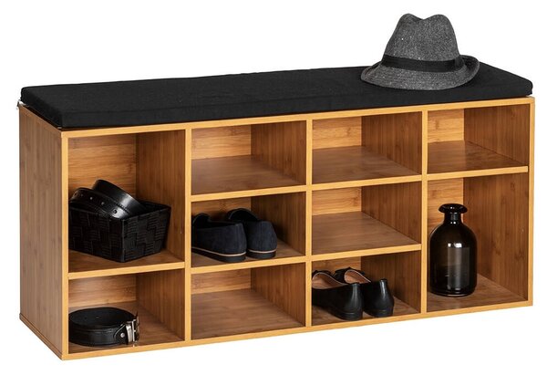 Botník se sedákem z černé látky LOFT, hnědá, Wenko