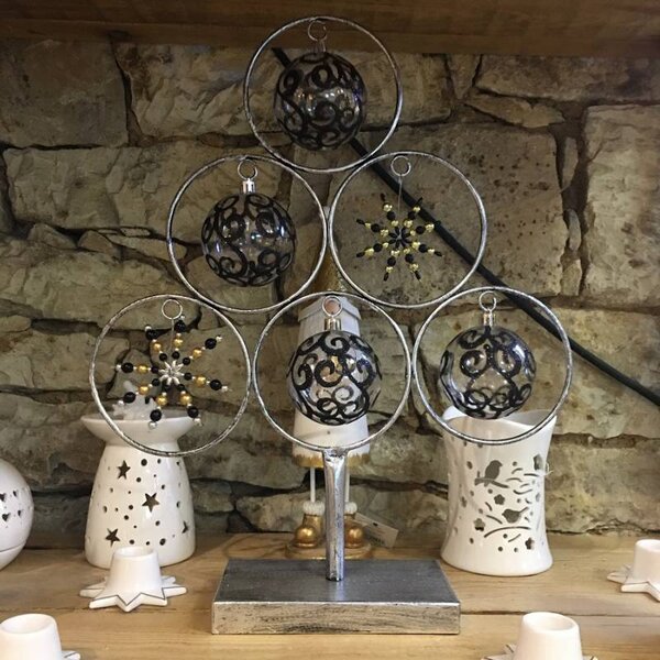 DECOLED Sada vánočních ozdob černá 7 cm plastové koule, balení 18 ks