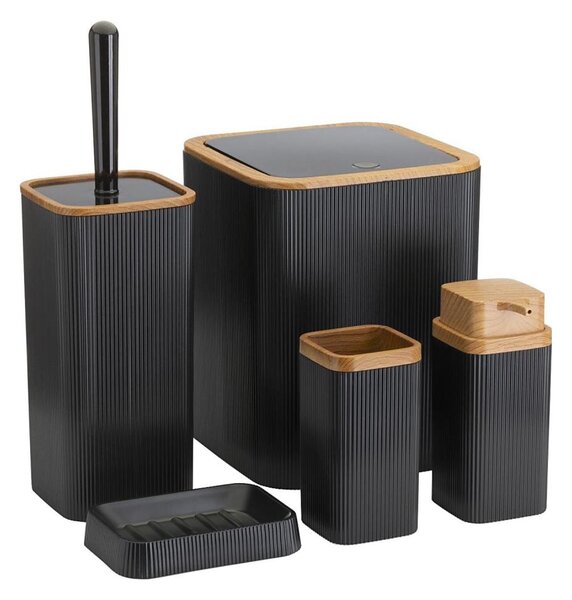 Koupelnový set ZOYA 5 ks černá/hnědá