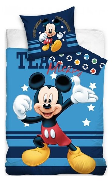 Bavlněné ložní povlečení Mickey Mouse - motiv One team, One dream - 100% bavlna - 70 x 90 cm + 140 x 200 cm