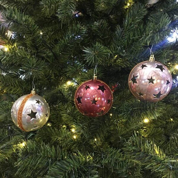 DECOLED Sada vánočních ozdob rolničky 8 cm, plastové, nezvonící, lesk, balení 3 ks