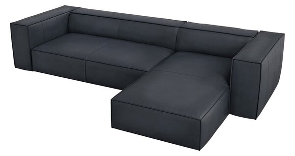 Tmavě modrá kožená rohová pohovka (pravý roh) Madame – Windsor & Co Sofas